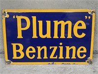 Original “PLUME” BENZINE Enamel Sign - 535 x 335