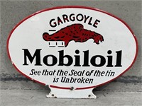 Original MOBILOIL GARGOYLE Enamel Hi-Boy Sign -