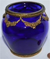 Cobalt Blue Glass Dresser Jar Ormolu Mounts