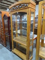SOLID WOOD 4 SIDE DOOR LIGHTED CURIO CABINET