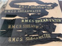 QTY 5 H.M.C.S. Shearwater Cap Tallys