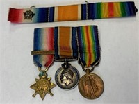 WWI Service Medal Miniature Trio + Bar