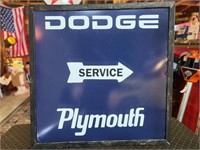 38 x 38” Framed Metal Dodge Service Sign