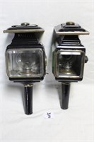 PAIR OF BUGGY LANTERNS BEVELLED GLASS