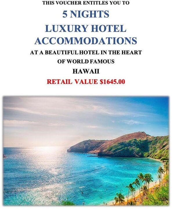 MAY 31ST. Vacation Hotel Accommodations Packages Auction.
