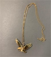 10K Gold Spread Wing Eagle Pendant with Chain