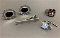 Lot-Sterling Silver Gents Accessories
