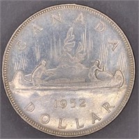 1952 Canada Silver Dollar Canoe Coin