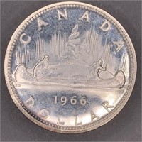 1966 Canada Silver Dollar Canoe Coin