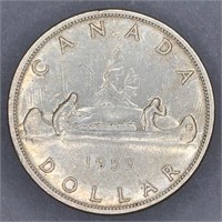 1959 Canada Silver Dollar Canoe Coin