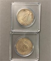 Pair 1867-1967 Canada Silver Dollars