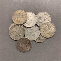(10) 1938 Canada 25 Cent Pieces-Loose