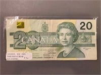 1991 Canada Thiessen/Crow $20 Bank Note