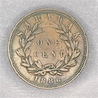 1886 Sarawak One Cent Piece C.Brooke Rajah