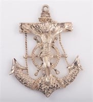 LARGE STERLING ANCHOR with CRUCIFIX DROP