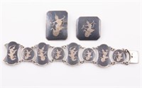 (3) SIAM STERLING BRACELET & BROOCHES
