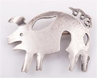 MEXICAN STERLING PIG BROOCH