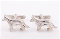 PAIR STERLING DOG CUFF LINKS