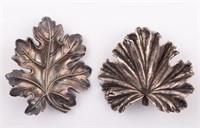 (2) STERLING LEAF BROOCHES