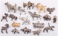 (18) STERLING ANIMAL CHARMS