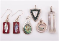 SILVER, SHELL & MOTHER OF PEARL JEWELRY (5) PCS.