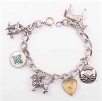 STERLING CHARM BRACELET with ANIMAL CHARMS
