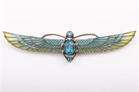 STERLING EGYPTIAN REVIVAL PLIQUE A JOUR BROOCH