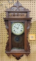 Victorian Walnut Carved Wall Clock