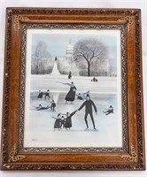 "Ice Skating" by P. Buckley Moss Framed Print