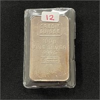 100 grams of Fine Silver (Marked Credit Suisse)