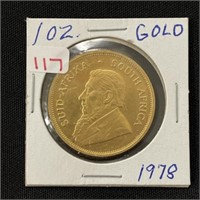 1978 Fine Gold South Africa Krugerrand 1oz Coin