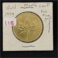1979 Fine Gold Canadian Maple Leaf  $50 1oz Coin