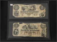 2 State of Delaware 1854 Bank Notes - $2 and $3