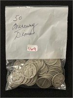 50 Mercury Silver Dimes