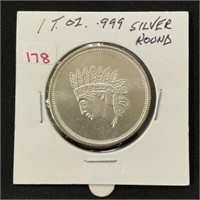 1oz Fine Silver Round -  Liberty Head
