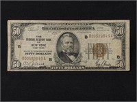 1929 $50 Brown Seal Federal Reserve Bank of NY