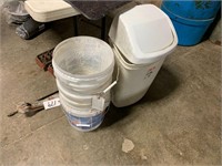 Buckets and trash can