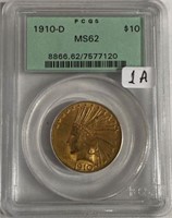 1910 D Gold PCGS MS 62 $10