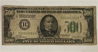 1928 $500 US Currency Bill
