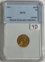1911 $2.5 Indian Head Gold Coin