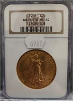 MS 64 1908 $20 St Gaudens Coin
