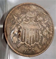 1865 "Fancy Five" 2 Cent Piece