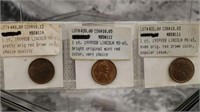 3- 1909 VDB Lincoln Pennies