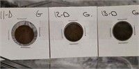 3- Lincoln Cent Wheat Pennies