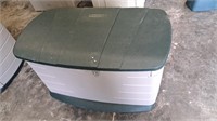 Rubbermaid deck storage box. Approximately