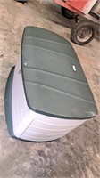 Rubbermaid deck storage box. Approximately