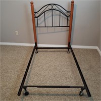 Twin bed frame maple and wrought iron look