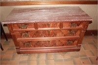 ANTIQUE PINK MARBLE TOP BUFFET (AS IS)