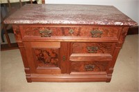 ANTIQUE PINK MARBLE TOP WASHSTAND (AS IS)