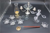 CRYSTAL AND BRASS CANDLE HOLDER LOT